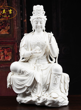 自在观音佛像会所艺术品德化陶瓷