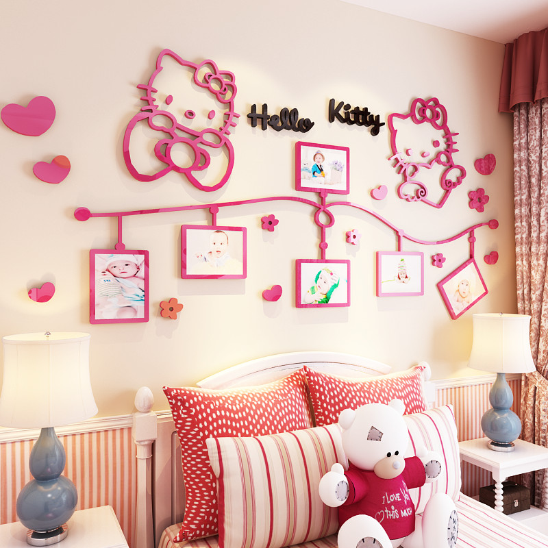 hellokittyèÑÇ¿ËÁ¦3dÁ¢ÌåǽÌù»¿¨Í¨¶ùͯ·¿Å®º¢ÎÔÊÒÇ½Ãæ×°ÊÎÌùÖ½