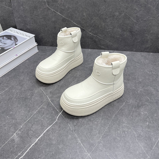 真皮羊毛保暖雪地靴女2025冬新款 厚底增高防滑防水保暖面包短筒靴