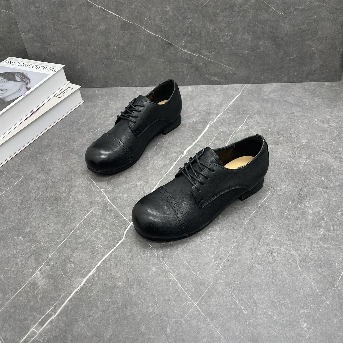 英伦风雕花小皮鞋女2026春新款牛皮系带复古粗跟时尚深口休闲单鞋,女鞋,牛津鞋/布洛克鞋/德比鞋,淘宝优惠券,粉丝福利购,淘宝优惠卷