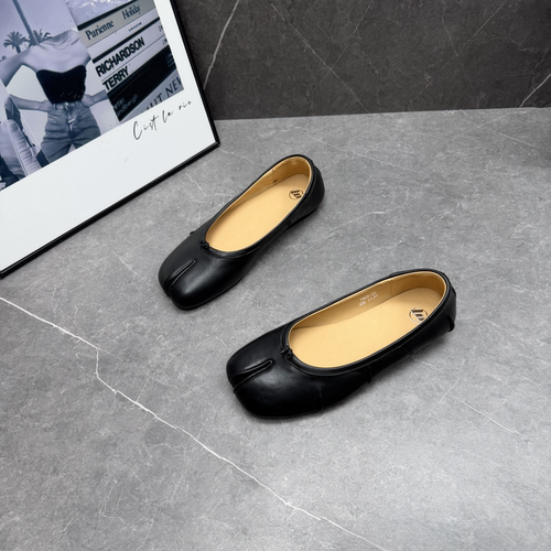 羊皮猪蹄分趾玛丽珍浅口平底女鞋