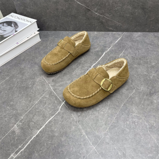 2025冬季 豆豆鞋 新款 女两穿时尚 加绒保暖舒适百搭休闲鞋 真皮勃肯鞋