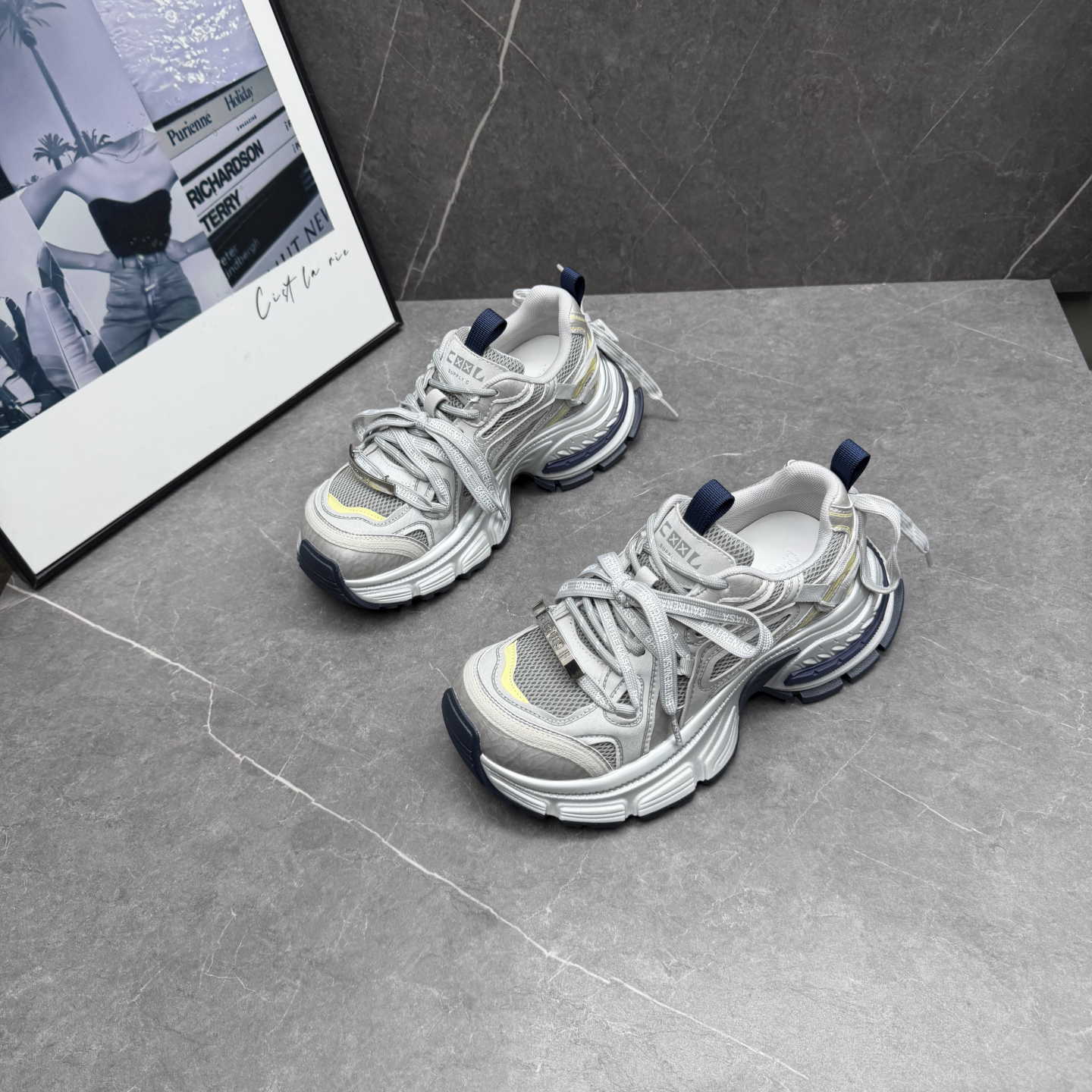 厚底网面老爹鞋女2026春夏新款真皮小个子增高百搭显瘦休闲运动鞋