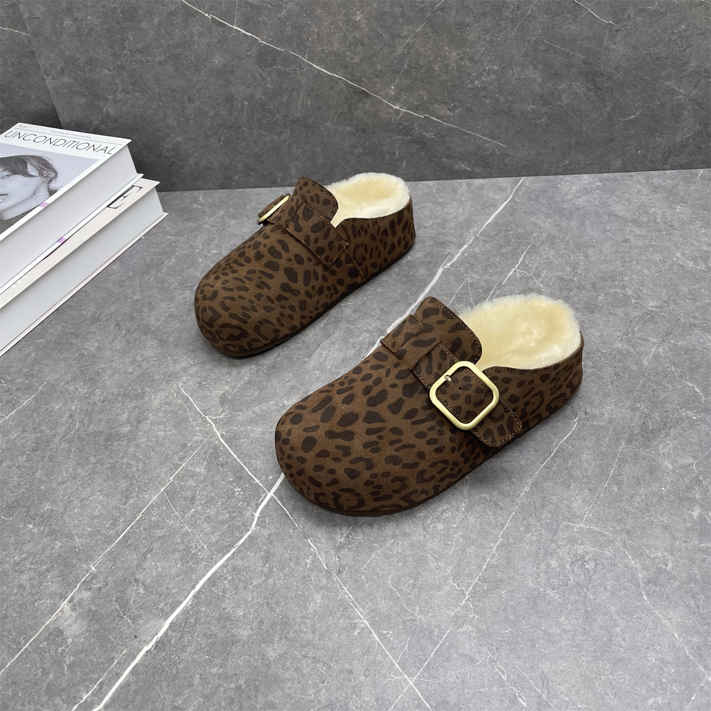 加绒厚底勃肯拖鞋女2025年秋冬