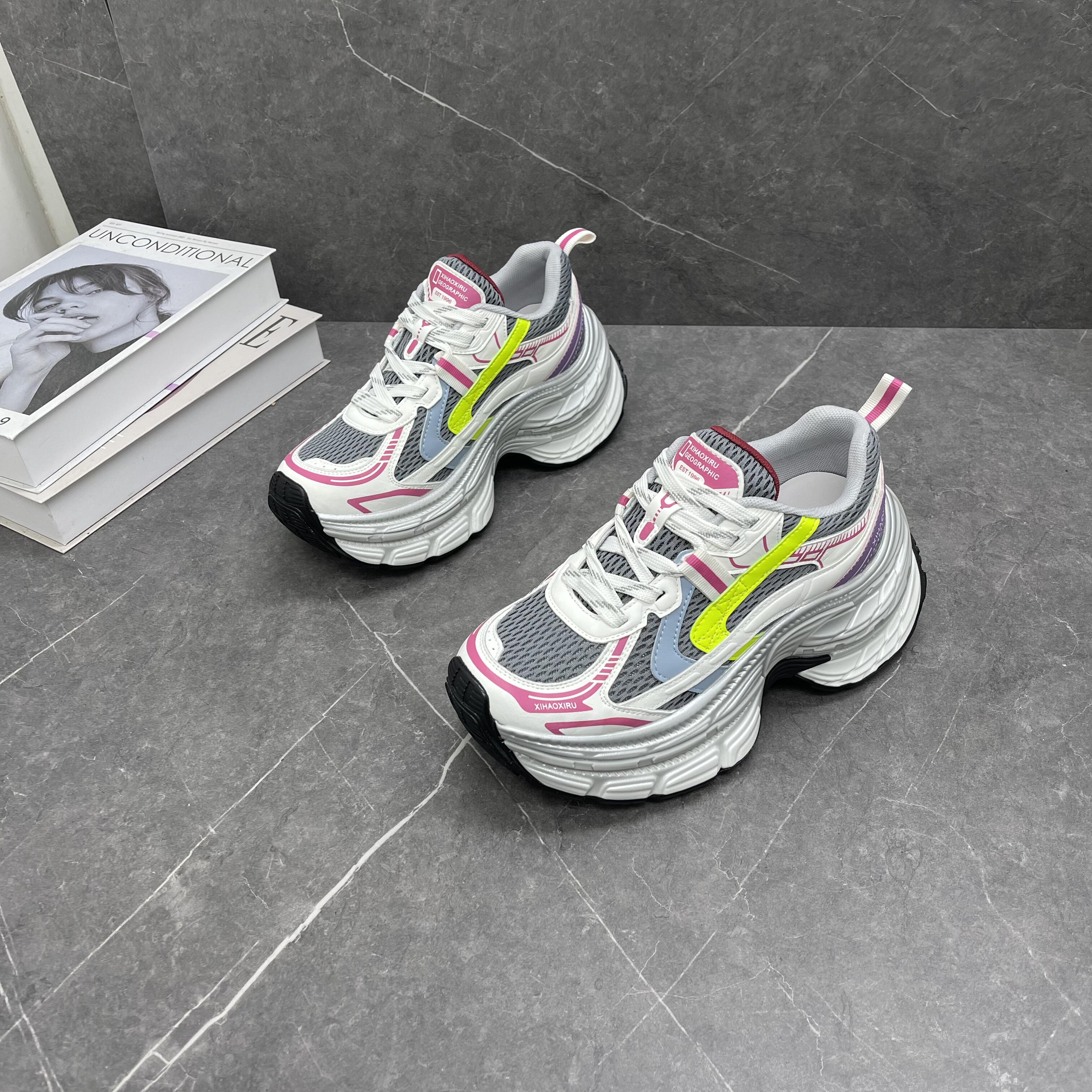 小个子松糕底女鞋2026年春季新款真皮休闲时尚透气网面运动老爹鞋,女鞋,时尚休闲鞋,淘宝优惠券,粉丝福利购,淘宝优惠卷