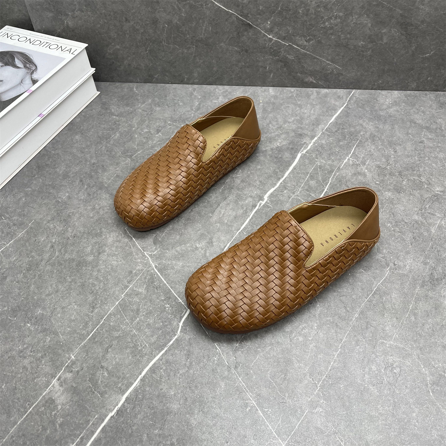 真皮编织平底乐福鞋女2026年春季新款一脚蹬软底舒适配裙子豆豆鞋