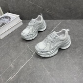 真皮厚底老爹鞋 小个子增高百搭网面透气休闲运动鞋 女2026春季 新款