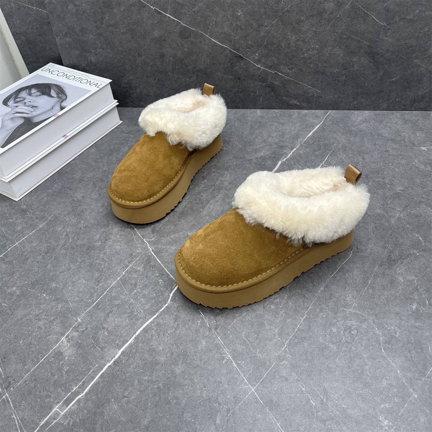 厚底防滑毛毛鞋女2025冬新款