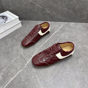 羊皮软底休闲小众轻便舒适运动鞋 复古休闲平底德训鞋 女2025秋新款