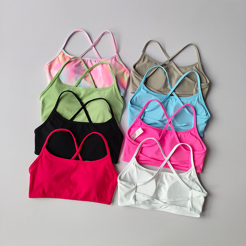 交叉美背运动内衣女速干健身文胸带胸垫性感大露背吊带瑜伽服bra