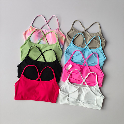 交叉美背运动内衣女夏带胸垫bra