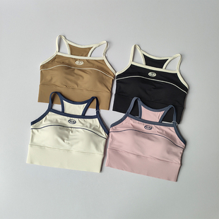 撞色一体固定杯瑜伽内衣聚拢防震显瘦运动背心跑步普拉提训练文胸