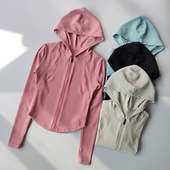 断码 瑜伽服上衣 清仓连帽运动外套女显瘦健身服速干跑步紧身长袖