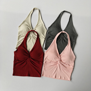 挂脖吊带一体式 运动内衣聚拢普拉提训练文胸外穿性感美背瑜伽背心