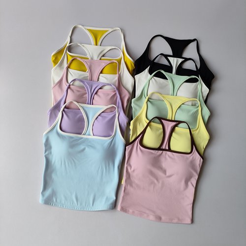 运动内衣女夏撞色一体式吊带文胸