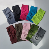 夏 速干透气跑步训练收腹三分裤 运动短裤 女高腰提臀跑步健身瑜伽裤