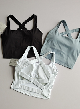 无痕裸感U型女运动文胸美背瑜伽聚拢防震跑步速干健身背心内衣bra