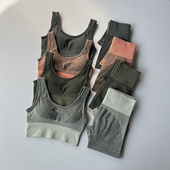 清仓断码 高腰九分瑜伽裤 女运动内衣速干跑步五分裤 紧身短袖