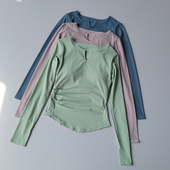 V领紧身性感瑜伽服女跑步速干收腰显瘦健身衣ins时尚 休闲运动长袖