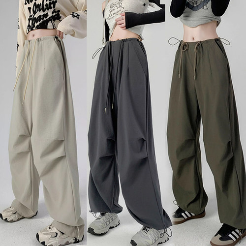 美式复古工装裤高腰阔腿裤