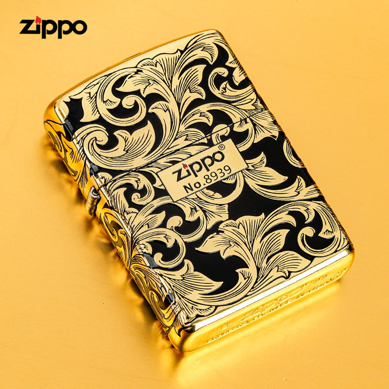 Zippo 正品煤油打火机限量版盔甲机五面精雕黑金经典唐草防风男士