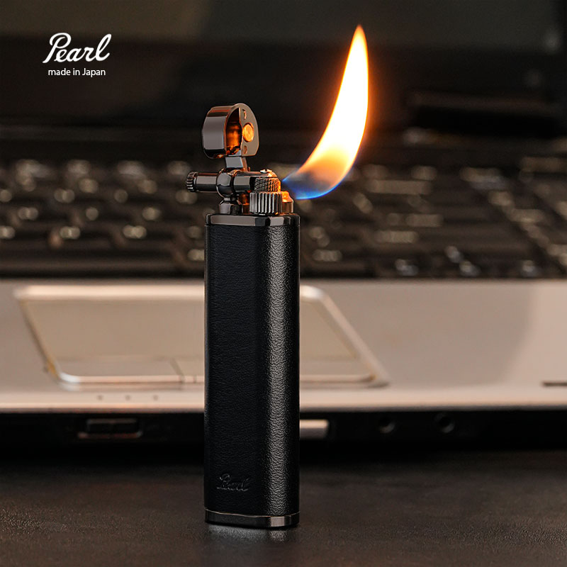 日本PEARL坪田复古烟斗打火机小巧便携真皮砂轮充气高档男士礼品
