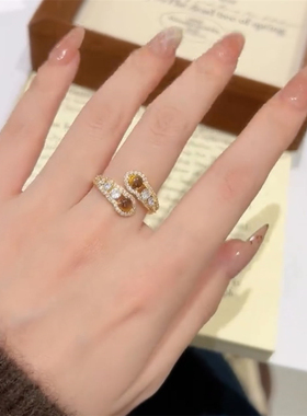 美拉德猫眼石开口可调节戒指女