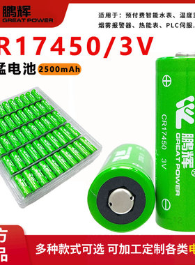 鹏辉CR17450智能水表烟感器PLC罗盘方向仪安全装置指示灯3V锂电池