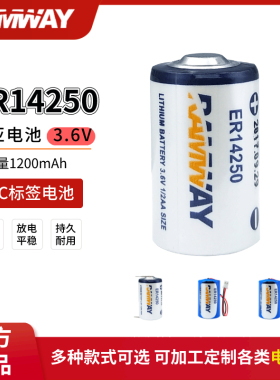 RAMWAY睿奕ER14250 3.6V锂电池ETC探头PLC工控编程器物联网1/2AA