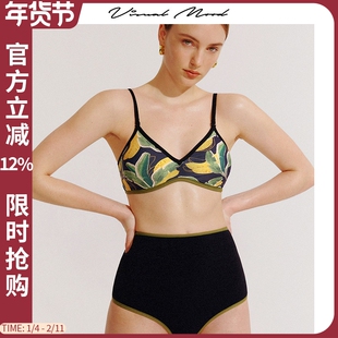 visual mood泳衣女新款复古性感显瘦双面印花分体温泉游泳套装