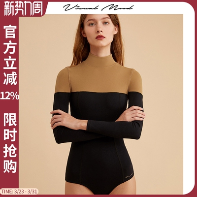 VisualMood复古长袖连体泳衣女