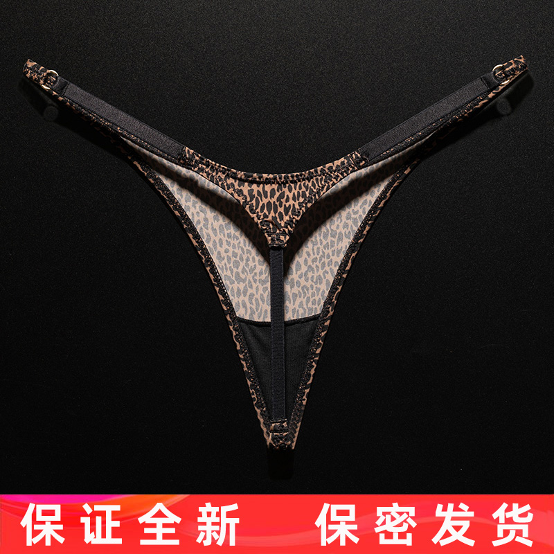 欧美性感豹纹丁字裤女一根绳细带