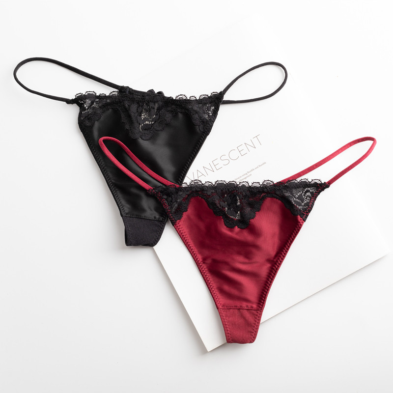 丁字裤女性感冰丝无痕内裤欧美低腰轻薄诱惑透明气夏天细带裆纯棉