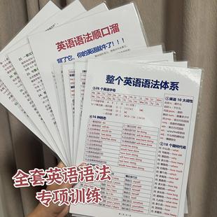 英语语法顺口溜+语法体系知识大全卡片初中小学背诵口诀公式思维