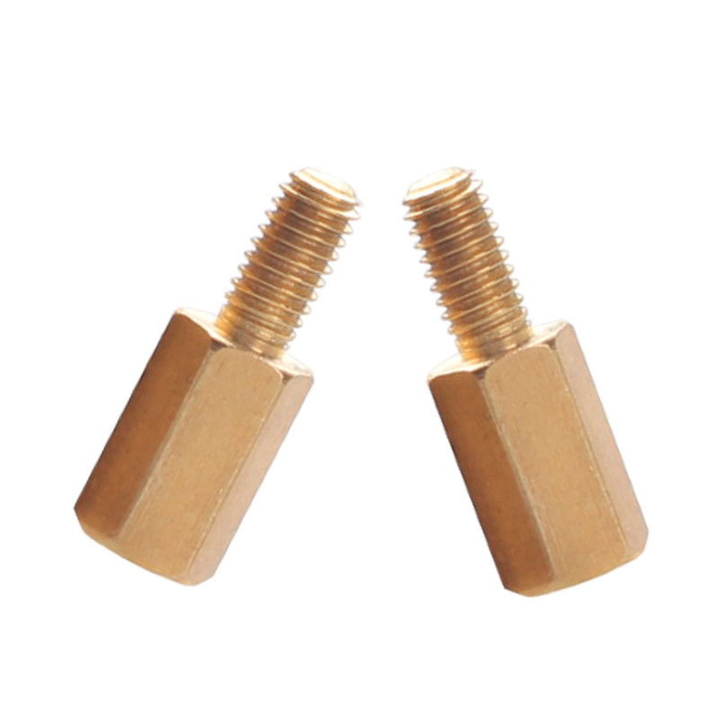 m3*6 6/8铜柱单头六角隔离柱国标螺杆黄铜柱镀锌电脑主板机箱螺柱