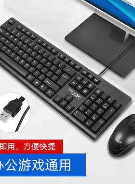 扬彩K8600键盘鼠标套装 K601有线USB家用办公 PS/2台式机圆口键盘
