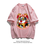 2023年新款夏季印花短袖T恤男潮宽松半袖潮ins情侣装2T2204P20，男装T恤，电商A097