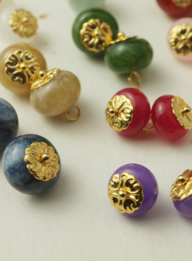 旗袍玛瑙玉石纽扣定制盘扣头中式唐装礼服香云纱真丝衬衫汉服扣子