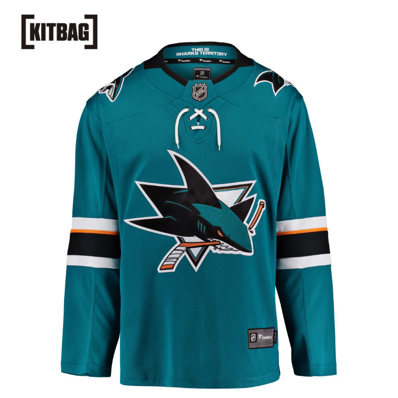 圣何塞鲨鱼主场球衣长袖t恤衫运动衫春秋上衣男款