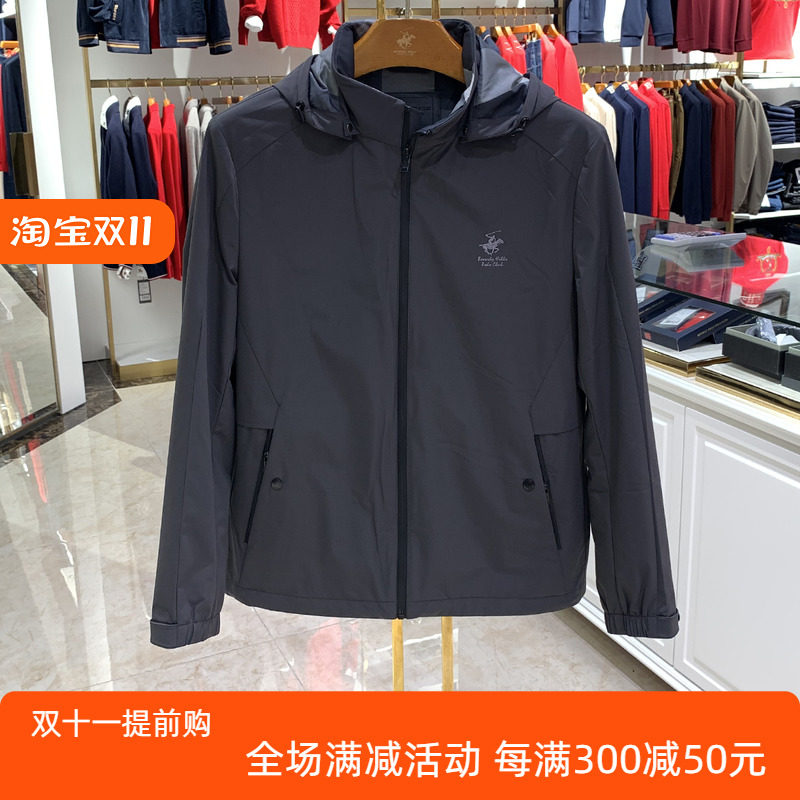 bhpc比华利保罗秋冬新款可脱卸帽男装时尚休闲弹力舒适夹克外套
