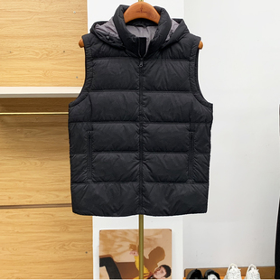 (可脱帽)比华利保罗男士黑色羽绒服背心马甲秋冬时尚休闲 正品