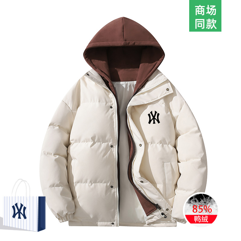 【3折专区】假两件连帽日系羽绒服男女新款加厚保暖百搭情侣外套