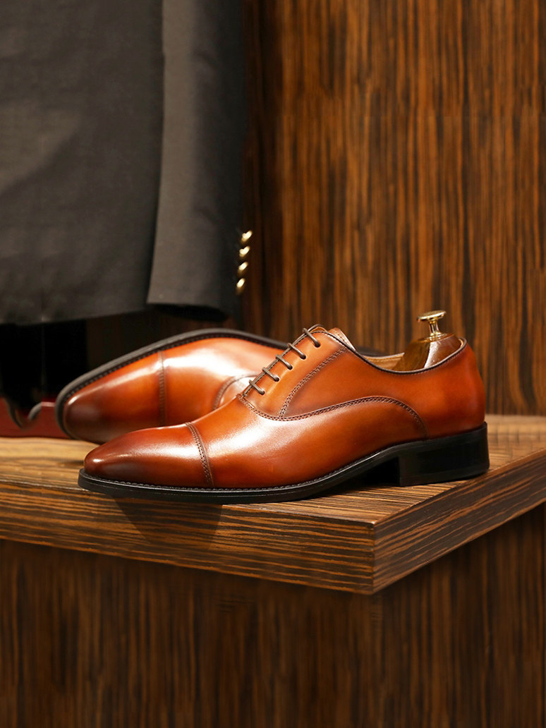 THREE-JOINT MENS SHOES BUSINESS FORMAL WEAR POINTED TOE INSIDE INCREASE INTERVIEW OXFORD SHOES LEATHER BRITISH WEDDING SHOES MALE GROOM