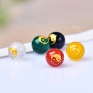 天然玛瑙太极八卦五行散珠手串手链佛珠佩珠diy手工编织配饰材料