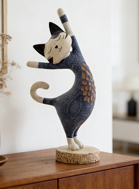 复古艺术创意猫咪摆件装饰摆件客厅玄关桌面民宿高级感家居饰品