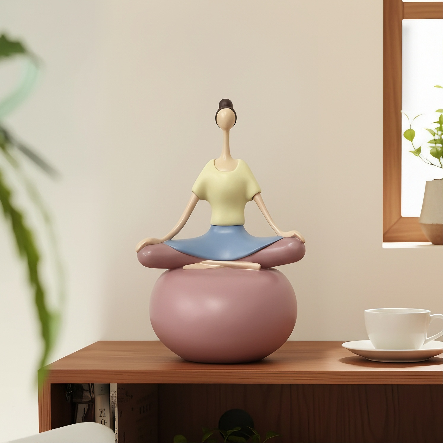 简约现代树脂人物摆件桌面装饰品卧室客厅瑜伽冥想创意家居饰品,家居饰品,装饰摆件,淘宝优惠券,粉丝福利购,淘宝优惠卷