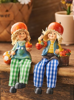 可爱田园风女孩装饰摆件