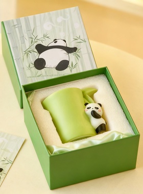 国潮熊猫树脂桌面摆件礼盒送礼