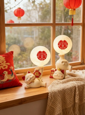 招财猫可发光树脂摆件礼盒装