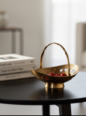 轻奢黄铜几何桌面收纳摆件